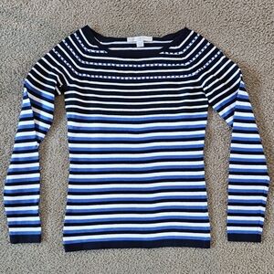 Boston Proper Navy and White Striped Top